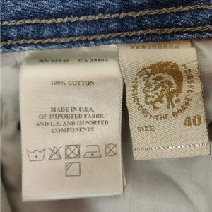 Diesel Industry Larkee Jeans Mens 40x34 fits like ) Blue Button Fly Made USA